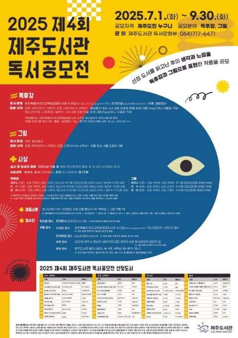 ‘2025 제4회 제주도서관 독서공모전’ 포스터