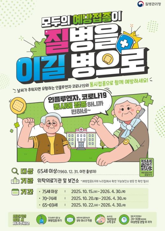 인플루엔자·코로나19 동시 접종 홍보 포스터, 위탁의료기관 명단
