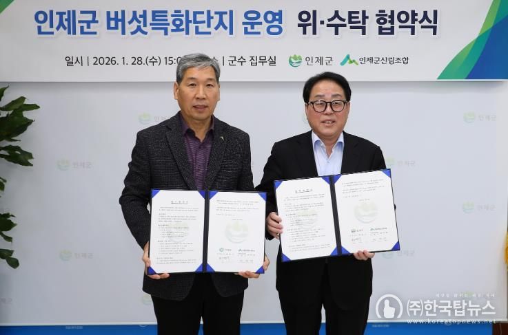 인제 버섯특화단지, 가동 준비 완료…산림조합과 운영 협약